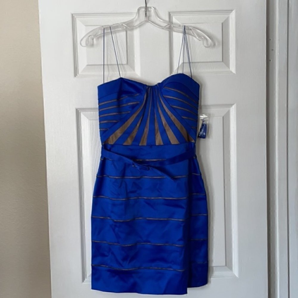 AIDAN MATTOX Royal Blue Bandage Belt Dress Size 4
